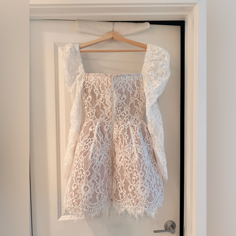 NWOT BRONX AND BANCO Colette White Lace Long Sleeve Mini Wedding Bridal Dress - Picture 12 of 16